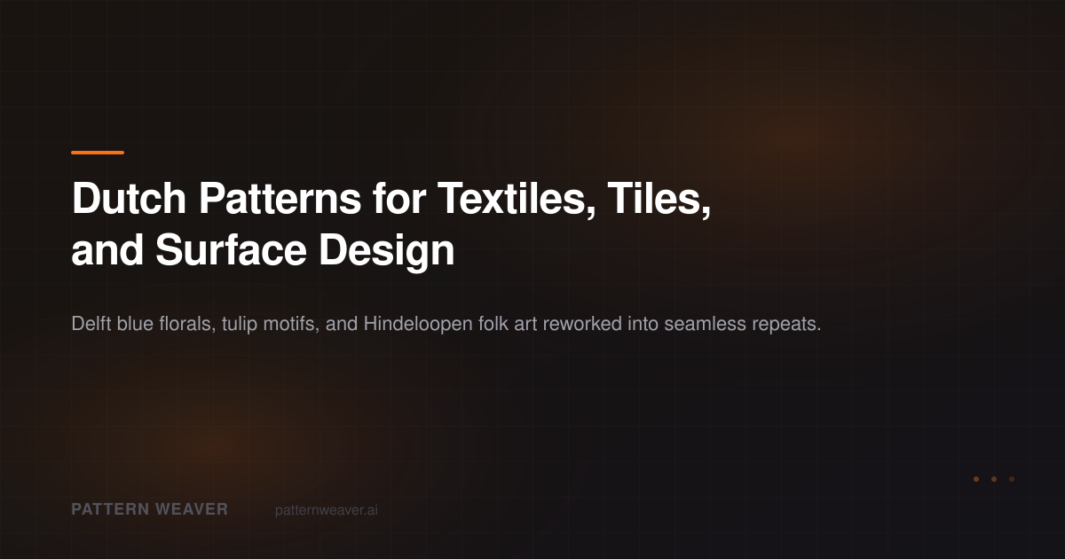 Dutch Patterns: Delft, Tulip & Folk Designs | Pattern Weaver