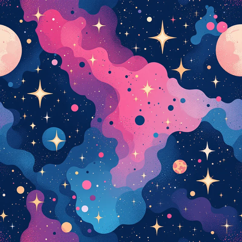 Seamless abstract cosmic dark pattern tile
