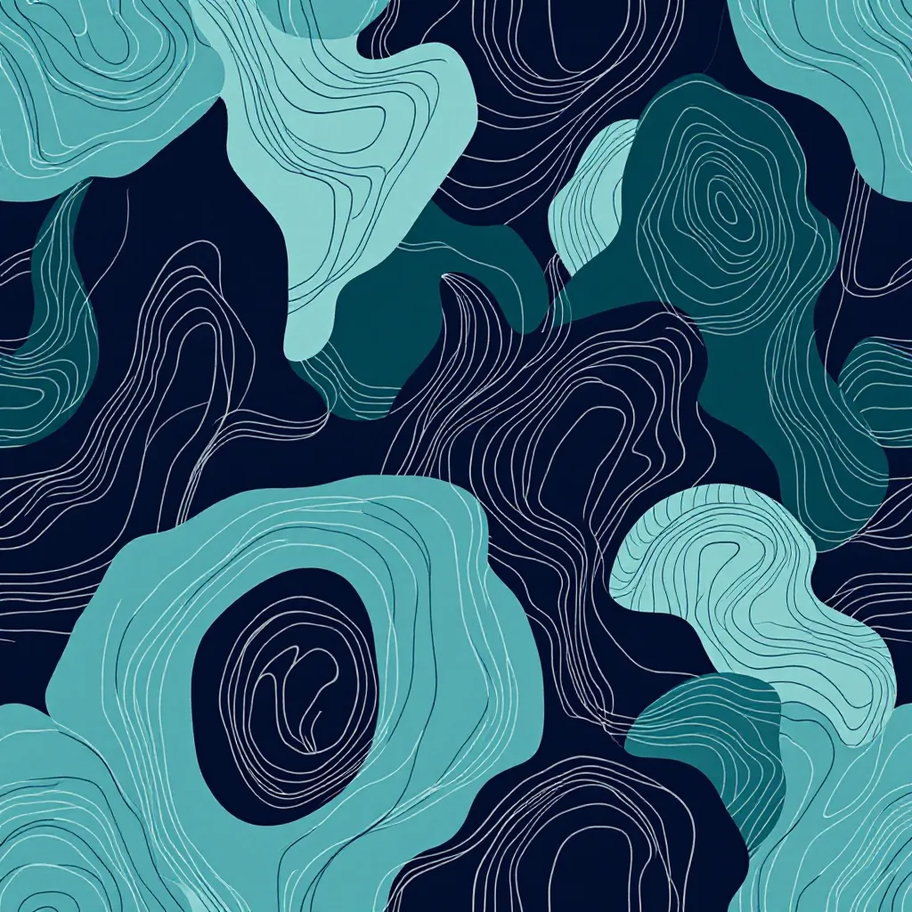 Seamless abstract topography teal pattern tile