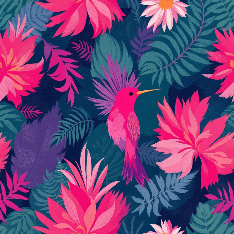 Seamless animal hummingbird jewel pattern tile