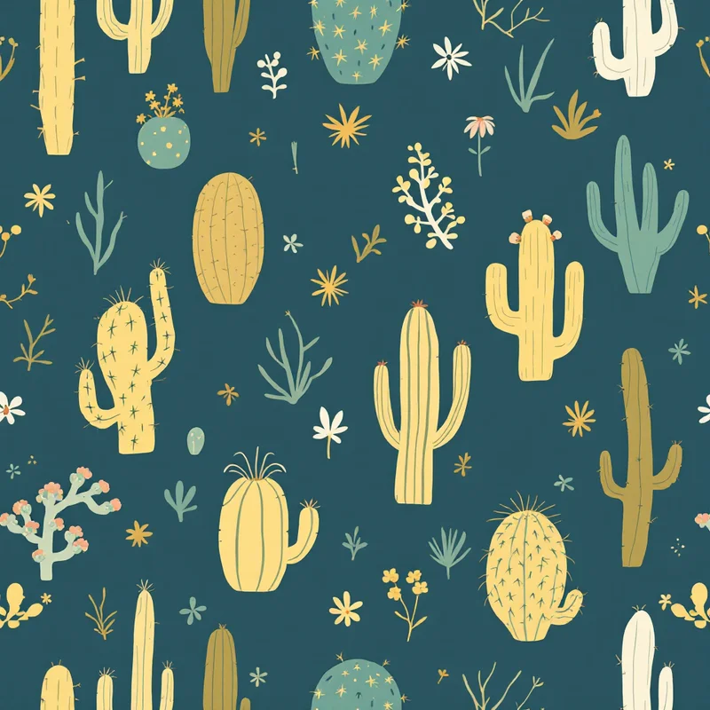 Seamless botanical cactus green pattern tile