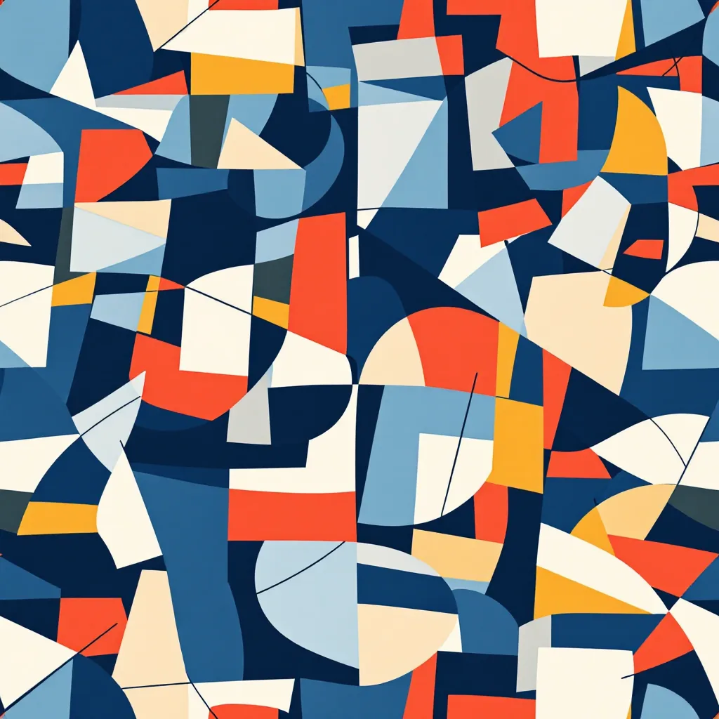 Seamless cubist abstract geometric pattern tile