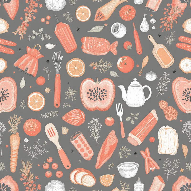 Seamless food kitchen grey pattern tile