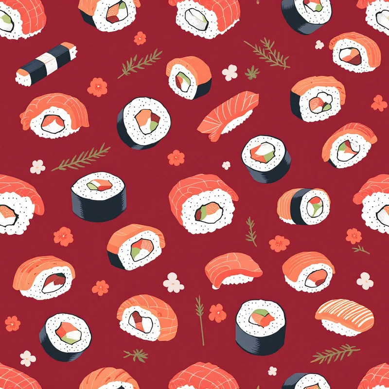 Seamless food sushi red pattern tile