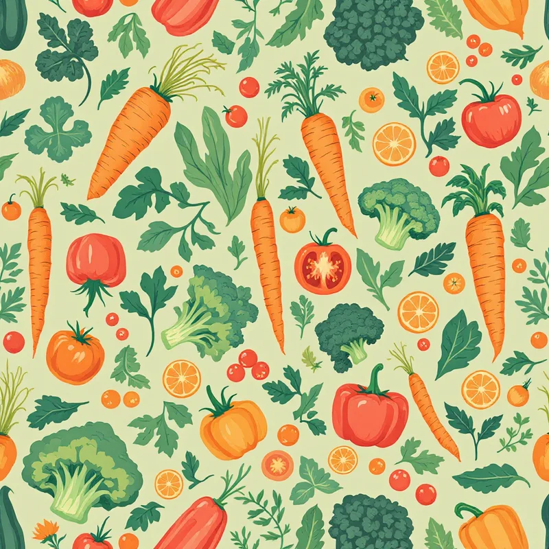 Seamless food vegetable multi pattern tile
