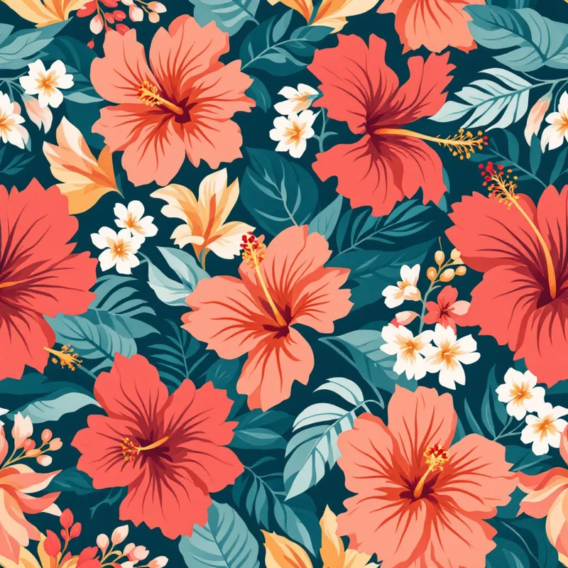Hibiscus free seamless pattern tile