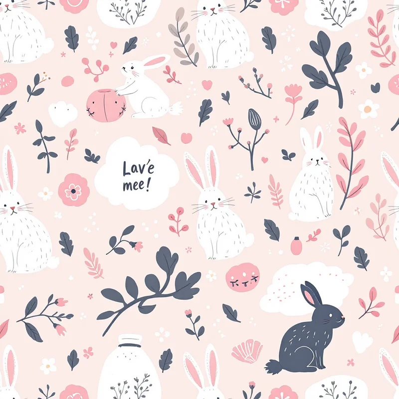 Seamless kids bunny pink pattern tile