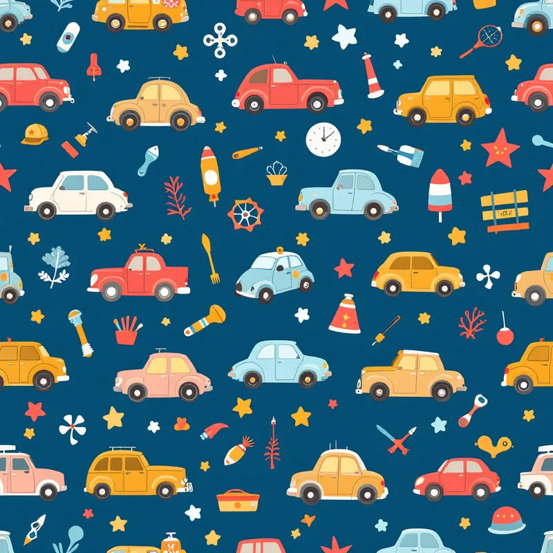 Seamless kids cars red pattern tile