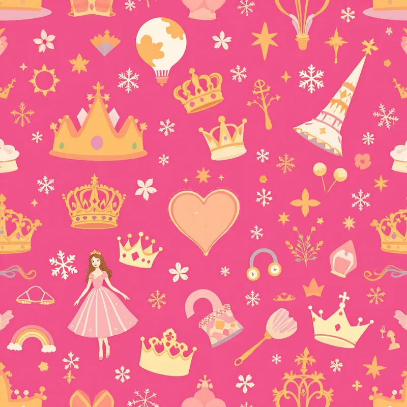 Seamless kids princess purple pattern tile