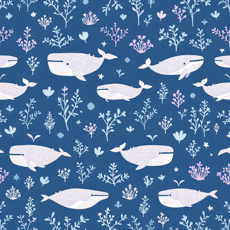 Seamless kids whale blue pattern tile