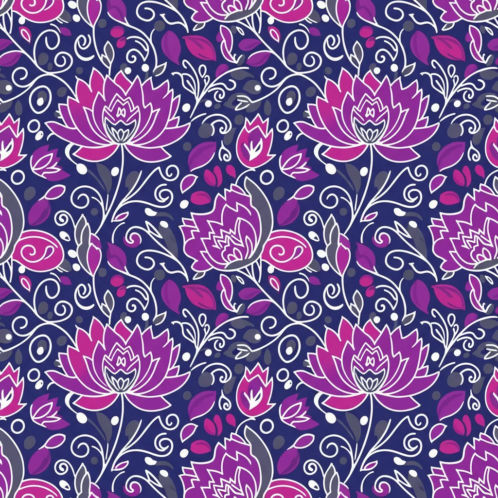Seamless lotus floral purple pattern tile
