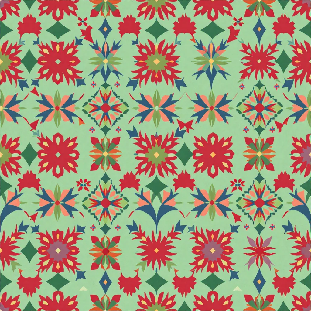 Seamless mexican floral medallion pattern tile