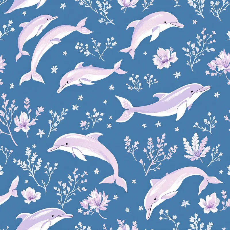 Seamless nautical dolphin sky pattern tile