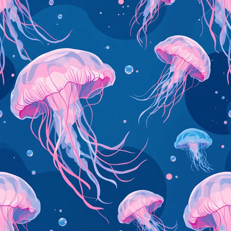 Seamless nautical jellyfish purple pattern tile
