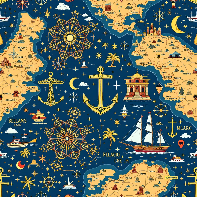 Seamless nautical map vintage pattern tile
