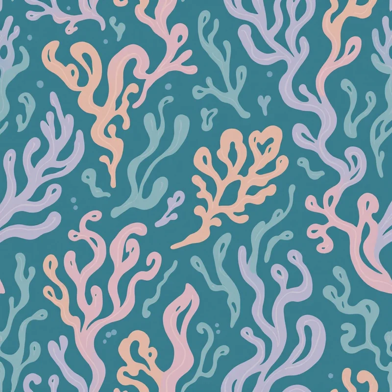Seamless nautical seaweed green pattern tile