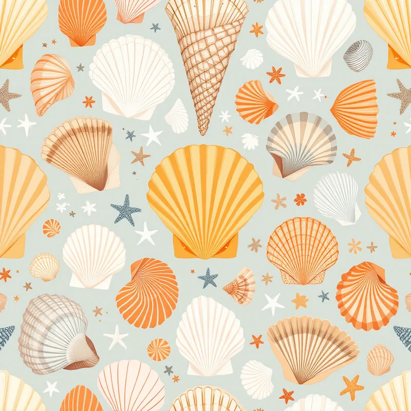 Seamless nautical shells sand pattern tile