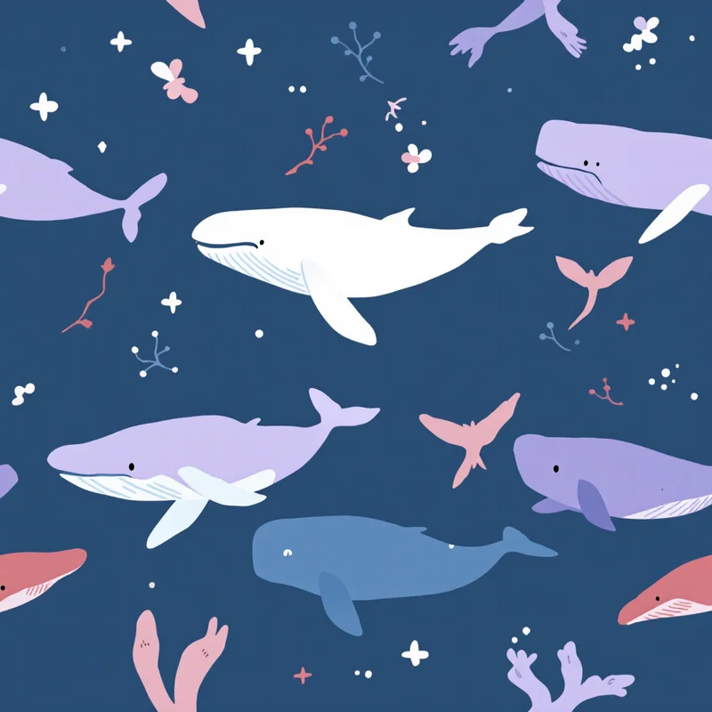 Seamless nautical whale navy pattern tile