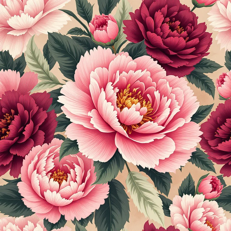 Blush Peony free seamless pattern tile