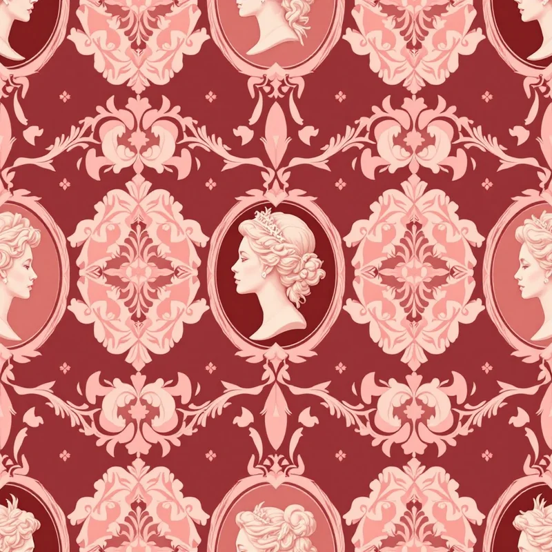Seamless romantic cameo pink pattern tile