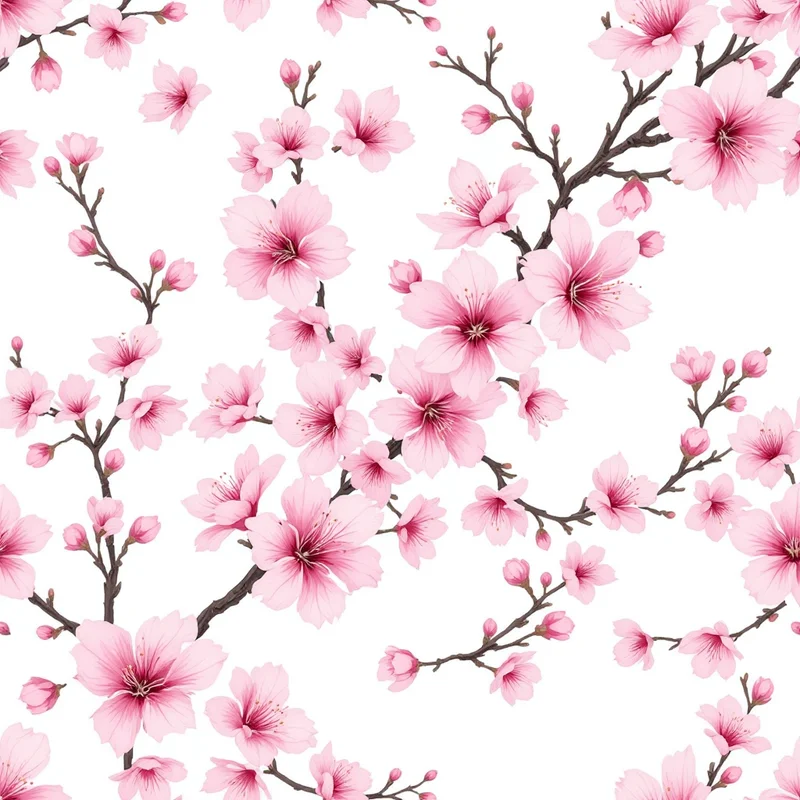 Seamless romantic cherryblossom soft pattern tile