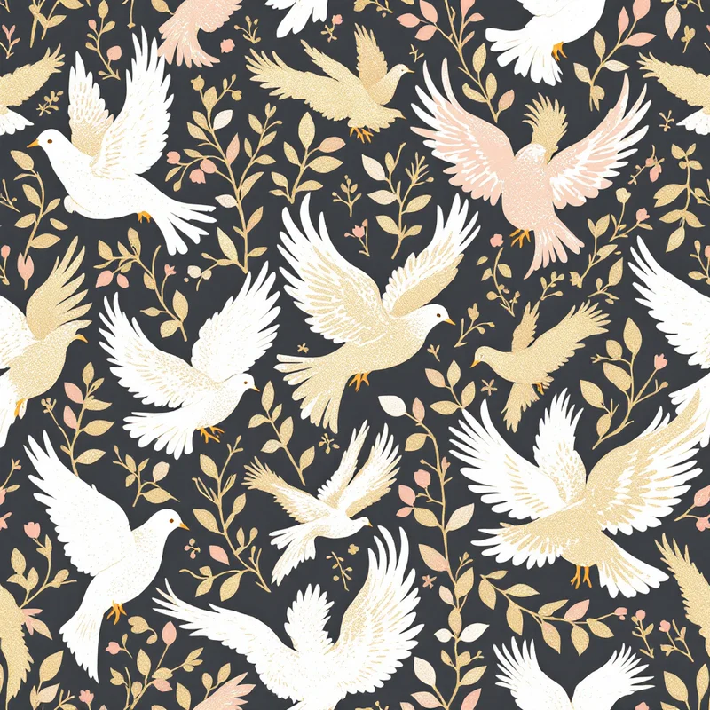 Seamless romantic dove cream pattern tile