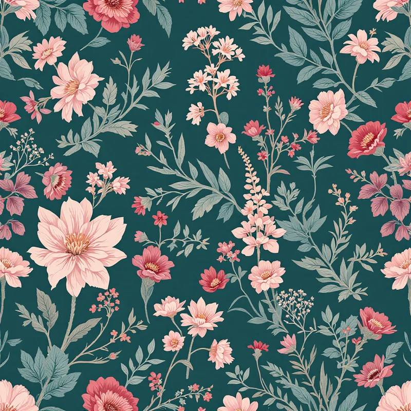 Seamless romantic garden blush pattern tile