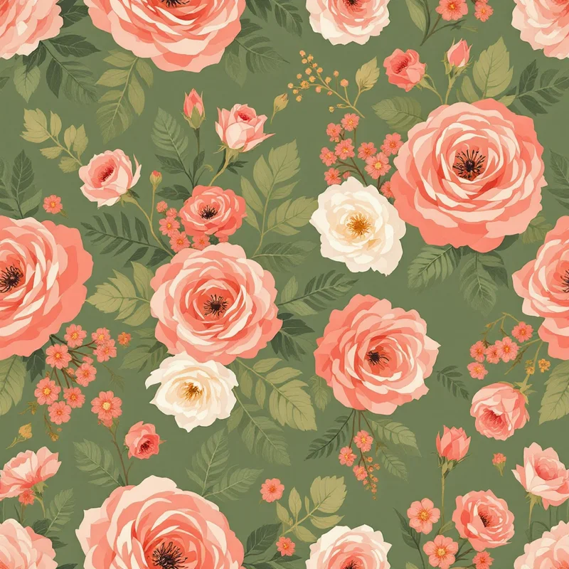 Seamless romantic roses red pattern tile