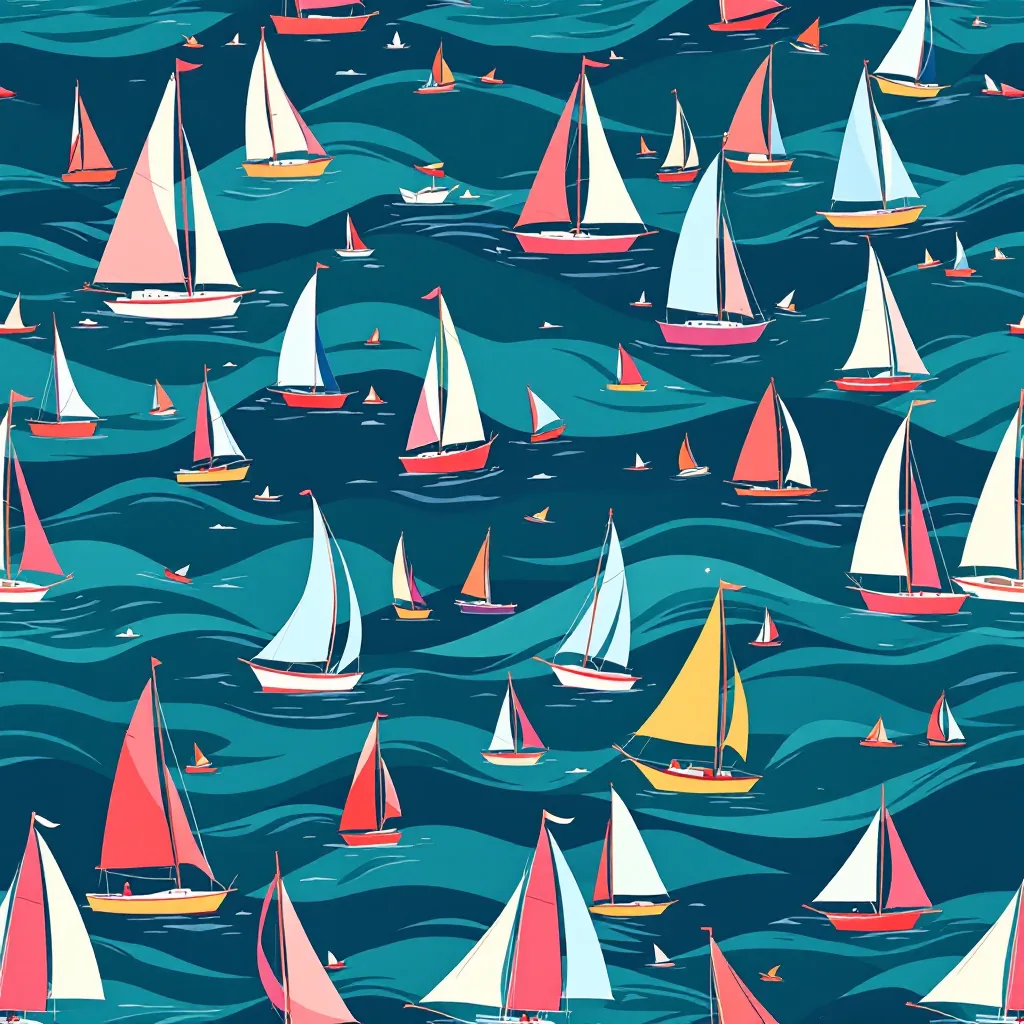 Seamless sailboat nautical teal pattern tile