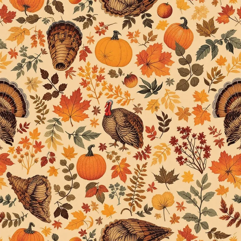 Thanksgiving Pattern Design Ideas: Harvest, Leaves & Pumpkin Spice - seamless pattern design example 1