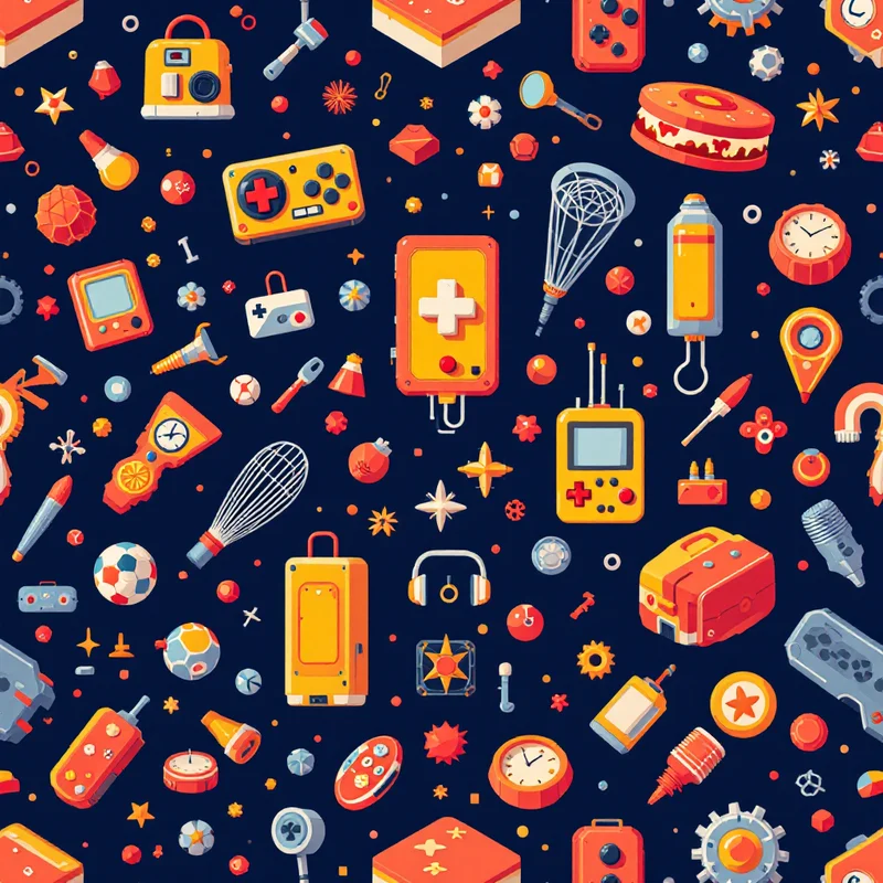 Seamless tech arcade bright pattern tile