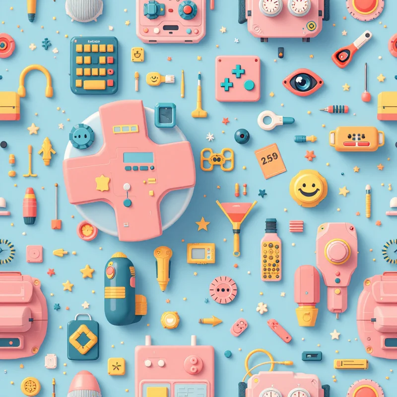 Seamless tech retrogame multi pattern tile