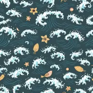 Seamless japanese ocean waves pattern tile