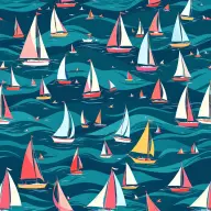 Seamless sailboat nautical teal pattern tile