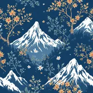 Seamless watercolor landscape blue pattern tile