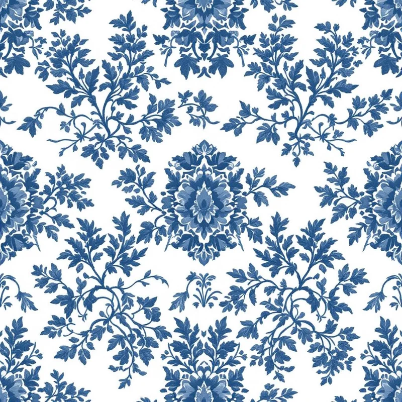 Seamless vintage toile blue pattern tile