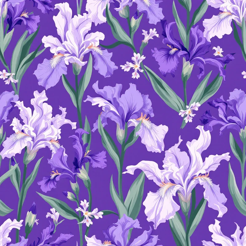 Seamless watercolor iris purple pattern tile