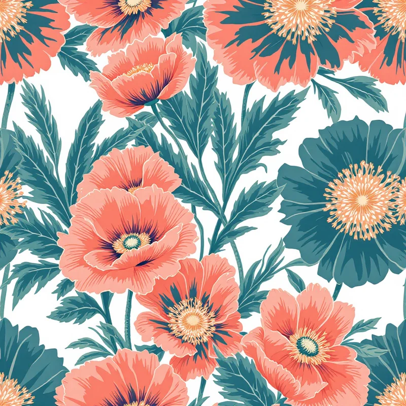 Seamless watercolor poppy red pattern tile
